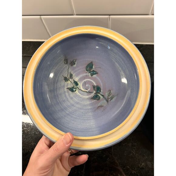 Vintage Stoneware Hand Painted Casserole‎ Dish with Flowers Purple - Picture 6 of 12